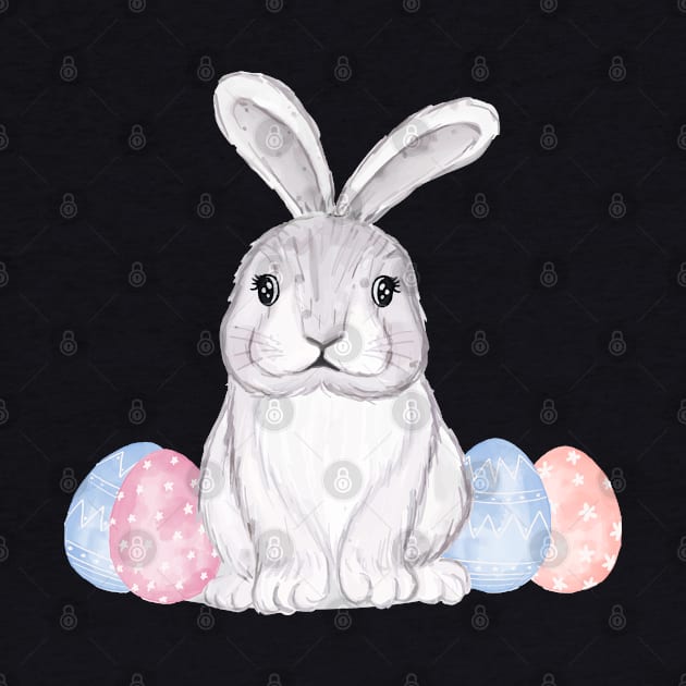 Bunny Eggs Watercolor by Mako Design 